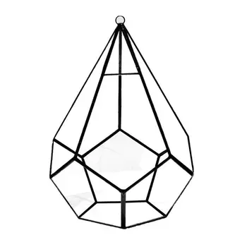 Závesné Sklenené Terárium Moderné Umelecké Stenu Slzy Tvar Diamantu Geometrické Polyhedron Vzduchu Rastlín Držiteľ Stôl Kvetináč DIY Váza Hrniec