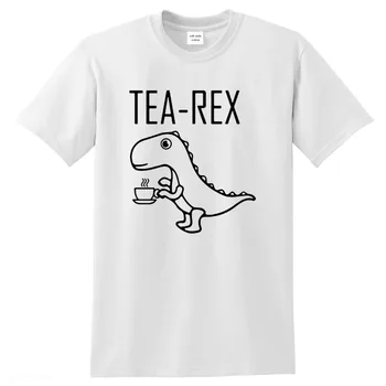 Čaj-rex, t košele Zábavné dinosaura dizajn, tlač mužov Tričko bavlna Najvyššej Kvality, o-krku pohodlné pletené textílie t-shirt