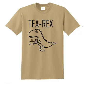 Čaj-rex, t košele Zábavné dinosaura dizajn, tlač mužov Tričko bavlna Najvyššej Kvality, o-krku pohodlné pletené textílie t-shirt