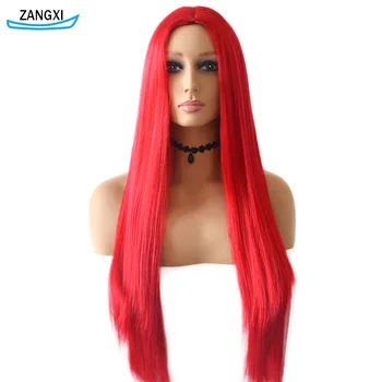Červenej Farby, Syntetické Vlasy, Parochne Pre Ženy Prírodné Rovno Strednej Časti 30inch Veľmi Dlhé Vlasy Cosplay Parochne