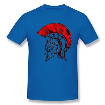 Červená Prilba Spartan Tetovanie Dizajn, čierne Tričko assassins creed homme T-Shirt Tees Čistý Krátky Rukáv