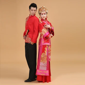 červená tunika muži male cheongsam top plus veľkosť tradičné čínske oblečenie tang vyhovovali orientálna pánska tangzhuang bunda svadbu