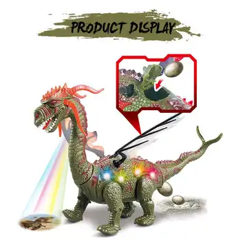 Červená/Zelená Elektrické Chôdza Dinosaura Dragon Hračka Kladú Vajíčka Premietacie Svetlá, Hukot Znie Chlapec Deti Vianočné Darčeky Deti Hračky