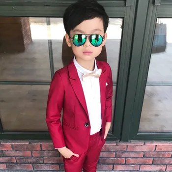Červená/čierna Farbou Svadobné Dieťa Vyhovovali Jemné štíhle Baby Boy kostým Školský Výkon zobraziť Dieťa Blejzre vyhovuje, Dobrá Kvalita