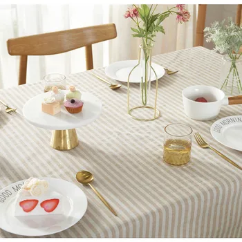 Červené biele pruhované dekoračné tkaniny bielizeň bavlna obrus domácnosti tabuľka kryt, odolný proti otrasom, prachu, umývateľný dekoratívne vlhké pásky