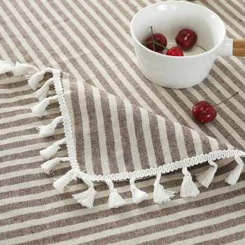Červené biele pruhované dekoračné tkaniny bielizeň bavlna obrus domácnosti tabuľka kryt, odolný proti otrasom, prachu, umývateľný dekoratívne vlhké pásky