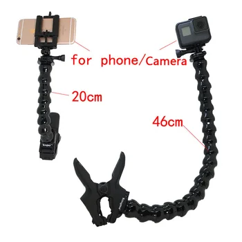Čeľuste Flex Svorka Mount Nastaviteľné Krku pre iPhone Samsung GoPro Hero 8 7 6 5 4 Xiao YI 4K SJCAM Sony Akčné Kamery Príslušenstvo