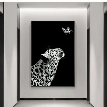 Čierna a Biela Zvieratá Plátno na Maľovanie Moderné Plagáty a Vytlačí Cuadros Wall Art Obrázky pre Obývacia Izba Domova bez rámu