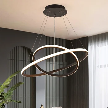 Čierna/Biela/Káva Farba Moderné led prívesok svetlá pre obývacia izba jedáleň Kruhu Krúžky hliníkový Prívesok Lampy svietidlá