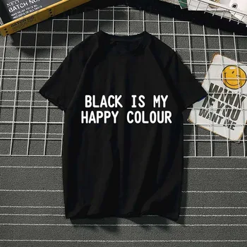 Čierna je moje šťastné farby list Vytlačiť T-Shirt pre Ženy Lete ženy oblečenie 2019 kawaii tumblr ženy tričko black tee top