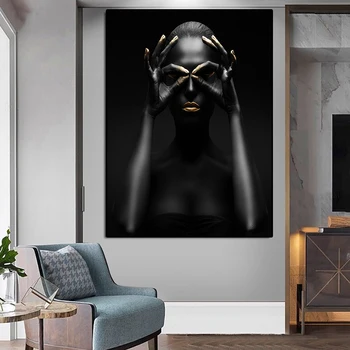 Čierne Africké Umenie Nahé Ženy, Plátno, Maľovanie Duševného Žena Plagát a Vytlačí Škandinávskych Wall Art Obrázky pre Obývacia Izba