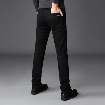 Čierne Džínsy Mužov Zimné Jeseň Úsek Denim Jeans Man Elastické Bežné Slim Jean Nohavice Muž Kvalitné Džínsy Homme