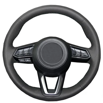 Čierne originálne kožené DIY ručne šité pletená volant, kryt pre Mazda CX-3 CX3 CX-5 CX5 2017 2018 auto príslušenstvo kryt