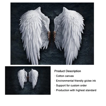Čierne Pozadie Biele anjelské Krídla Plátno Umenie Plagáty a vzory, Moderné Krídla Plátne, Obrazy na Stenu, Umenie Fotografie
