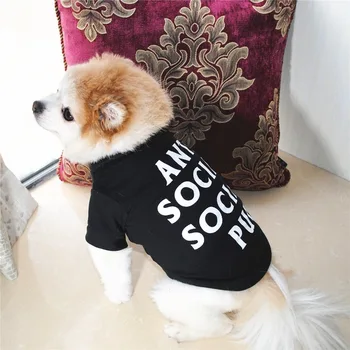 Čierne Písmeno T Shirt Psa Oblečenie Roztomilý Clothings Psov Super Malé Módne Oblečenie Chihuahua Tlač Jar Leto Ropa Perro
