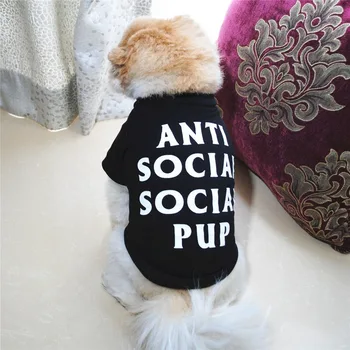 Čierne Písmeno T Shirt Psa Oblečenie Roztomilý Clothings Psov Super Malé Módne Oblečenie Chihuahua Tlač Jar Leto Ropa Perro