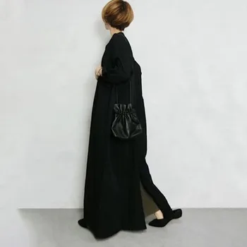 Čierne Ženy Voľné Štýl Dlhé Šaty Jeseň Jar Japonsko Čipky Bežné Linky Župan 2021 Black Ženské Šaty