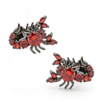 Čierny Jed Kocky Red Crystal, manžetové gombíky, Ručné Jewel manžetové gombíky Hmyzu Dizajn Vianočný Darček pre Mužov manžetové Šperky