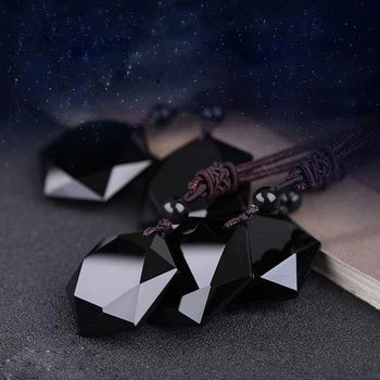 Čierny Obsidián Hexagram Náhrdelník Hviezda RongDe Prívesok, Šťastie, Lásku, Prírodný Kameň Ženy Muži Pár Náhrdelník Judaizmus Šperky