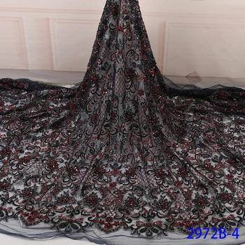 Čipky Textílie Kvalitného Tylu francúzsky Ručné Korálky Šnúrky 2019 Luxusné Vysoké Nigérijský Oka Tylu Čipky Textílie AMY2972B