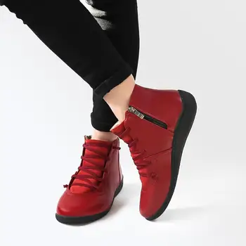 Členkové topánky dámske topánky kliny 2021 nová jar, jeseň PU kožené ženy topánky zip ležérne topánky žena boot gumy jediným botas mujer