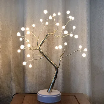 Črepníkové Stolové Lampy, Nočné Osvetlenie, Bonsai Vianočný Strom Decor Svetlá s 36 LED Korálky --M25