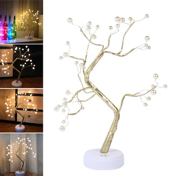 Črepníkové Stolové Lampy, Nočné Osvetlenie, Bonsai Vianočný Strom Decor Svetlá s 36 LED Korálky --M25