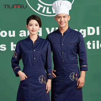 Čínska Reštaurácia Práci V Kuchyni Jednotné Muži Ženy Cooking Chef Topy Oblečenie Singel Svojim Dlhým Rukávom Coats Oblečenie Kombinézy