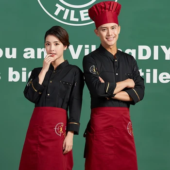 Čínska Reštaurácia Práci V Kuchyni Jednotné Muži Ženy Cooking Chef Topy Oblečenie Singel Svojim Dlhým Rukávom Coats Oblečenie Kombinézy