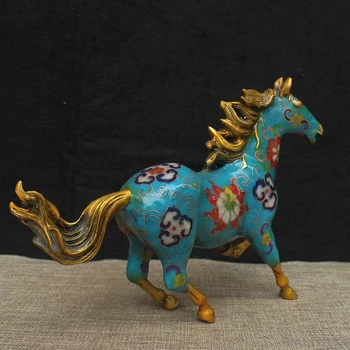 Čínske Staré Cloisonne ručne kôň Domáce dekorácie sochy YRR