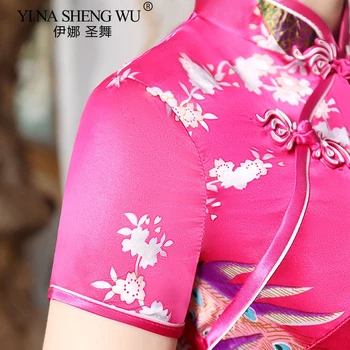 Čínske Tradičné Cheongsam Nevesta Svadobné qipao Dlho Lmprove Šaty z Hodvábneho Saténu Denné Spoločenské Šaty Žien Výkon Oblečenie