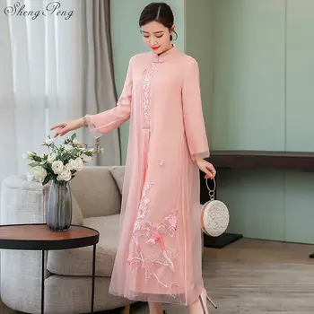 Čínske tradičné Oblečenie šaty Župan Vietnam Ao Dai cheongsam šaty elegantné moderné cheongsam V1490