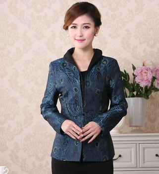 Čínsky Bunda Plus Veľkosti 4XL Klasické Ženy Satin Bunda, Kabát Orientálne Ženy vrchné oblečenie 2019 Nové Večierok Kabát