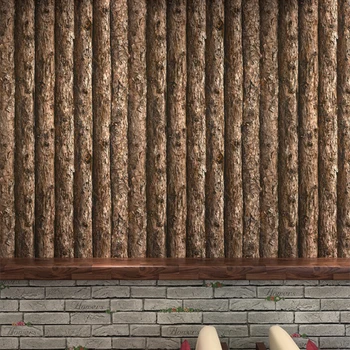 Čínsky Štýl, PVC, Dreva, Tapety 3D Stereo Imitácia Kôry Retro Tapety Reštaurácia Vstup Cafe Bar Osobnosti Dekorácií na Stenu