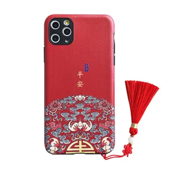 Čínsky Štýl Strapec Telefón puzdro Pre iPhone 11 Pro 7 8 6 6 Plus X XR XS Max Bezpečné Sľubný Retro Palác Štýl Chrániť Späť Prípade