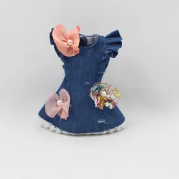 ĽADOVÉ DBS Blyth bábika licca čipky luk kvetinové šaty modré oblečenie luk