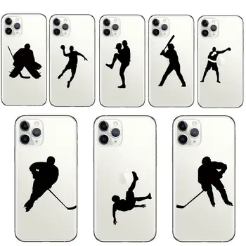 Ľadový hokej futbal futbal baseball box beží siluetu telefón puzdro pre iphone 12 11 Pro Max 7 6 12 8 plus X XR XS SE 5 5S