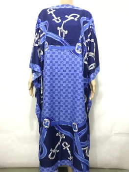 Šaty Dĺžka 130 cm Poprsie 130 Cm Elegantné Afriky Vytlačené Hodváb kaftan maxi šaty Dashiki Voľné Dubaj Bežné Župan Femme