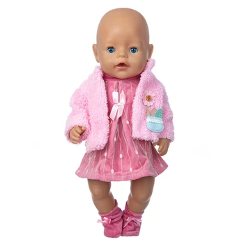 Šaty+Kabát+Ponožky Oblek vhodný Pre narodené dieťa 43 cm Bábiky Oblečenie Bábiky, Príslušenstvo Pre 17inch Baby Doll