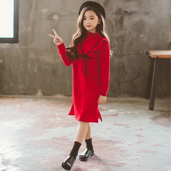Šaty pre Dievča Oblečenie, Zimné Red Velvet Princezná Šaty s Dlhým Rukávom Kostým Dieťa Nový Rok 5 6 4 7 8 9 10 11 12 13 14 15 Rok