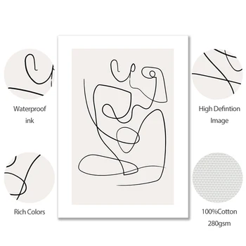 Škandinávsky Abstraktné Línie Plagáty A Vzory Ženského Tela Kiss Plátno Na Maľovanie Na Stenu Umenie Fotografie, Spálne, Obývacie Domova