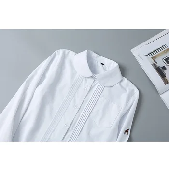 Školské Uniformy Dlhý Rukáv Biele Tričko Japonský Študent Dievčatá A Chlapci Srna Výšivky Jednotné Top Skladaný Dekoratívne Pracky