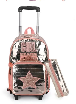 školský batoh s Kolieskami pre Deti, dievčatá školy Koľajových batoh taška Deti Vozíka Vak s kolesami Cestovné batožiny Vozíka Tašky