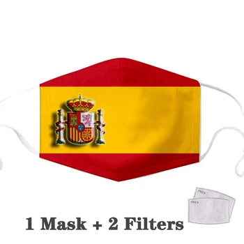 Španielsko Masky 3D Tlač Bavlna Pm2.5 Maska španielskou Vlajkou Masky s Filtrom Uhlíka Vložiť Proti prachu Opakovane Maska vstane Z Popola
