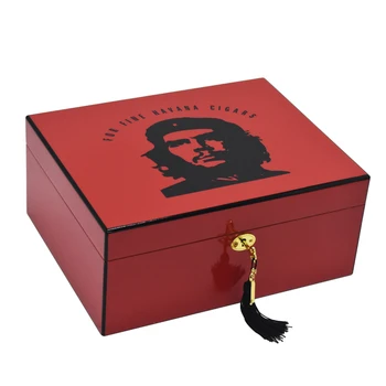 Španielsky Cédrové Drevo, Havana Cigaru Box vysoko lesklý povrch sa Zlatom závesy Humidor Veľkú Kapacitu, Skladovanie Cigár Box w Vlhkomer