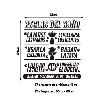 Španielsky Kúpeľňa Pravidlá Stenu Decor Reglas Del Bano Vinyl Na Stenu-Nálepky Kúpeľňa Nástenná Maľba Na Stenu Odtlačkový Umenie Domova Dom Dekorácie