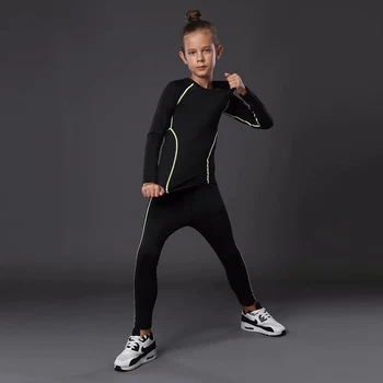 Športové beží oblečenie detí chlapec kompresné nohavice rýchle sušenie elastické vysoký pás pančuchové nohavice detské fitness oblečenie