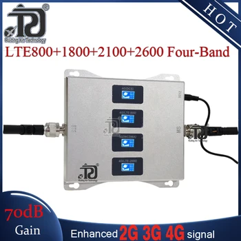 Štyri-Band LTE B20 800 1800 2100 2600Mhz Celulárnej Zosilňovač 4G Opakovač Signálu GSM siete 2G, 3G, 4G Mobilný Signál Booster LTE DCS WCDMA