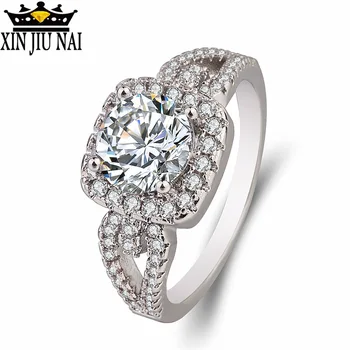 Štýl White Crystal 925 Striebro Prstene Pre Ženy, Svadobné Cubic Zirconia Krúžok Módne Šperky cubic zirconia krúžok luxusné značky krúžok