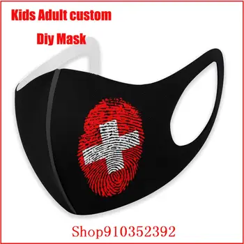 Švajčiarska Vlajka Odtlačkov prstov DIY masque de ochrany lavable úst maska opakovane maska mascarillas de tela lavables con filtro